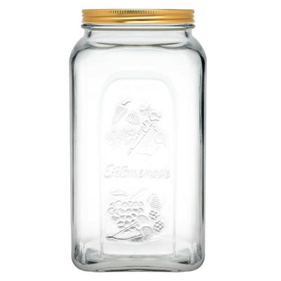 URBNLIVING 3L Home Made Food Storage Glass Jar With Gold Lid