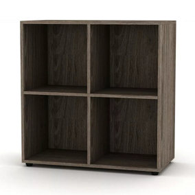 URBNLIVING 4 Cube Anthracite Oak Wooden Bookcase Shelving Display Shelves Storage Unit Wood Shelf Without Door