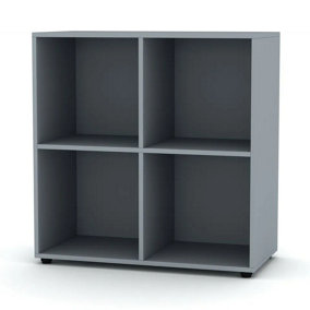 URBNLIVING 4 Cube Grey Wooden Bookcase Shelving Display Shelves Storage Unit Wood Shelf Without Door