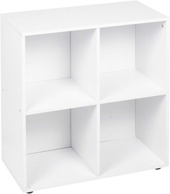 URBNLIVING 4 Cube White Wooden Bookcase Shelving Display Shelves Storage Unit Wood Shelf Without Door