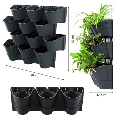 URBNLIVING 4 Pcs Heavy Duty Weatherproof Modular Outdoor Wall Flower Planter Plant Pot