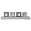 URBNLIVING 4 Tea Light Home Decor Holders  With Modern Wood Tray Decorative Stones Gift Set