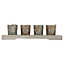 URBNLIVING  4 Tea Light Home Decor Holders With Modern Wood Tray Mantle Display Gift Set