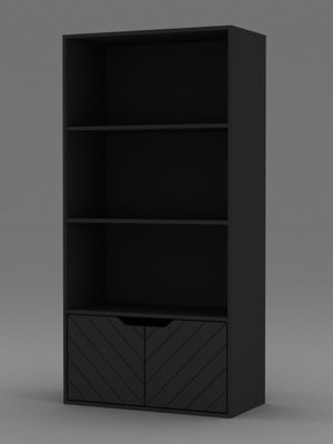 Black bookcase with deals cupboard