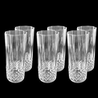 URBNLIVING 400ml Set of 6 Crystal Effect Reusable Highball Soft Drink Iced Tea Drinking Glasses