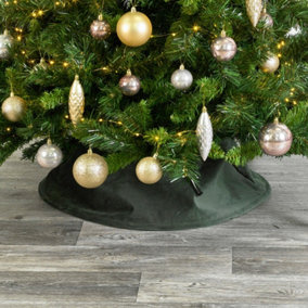 URBNLIVING 40cm Christmas Tree Plush Velvet Tree Skirt Base Green Floor Cover Decor Home Mat Ornament