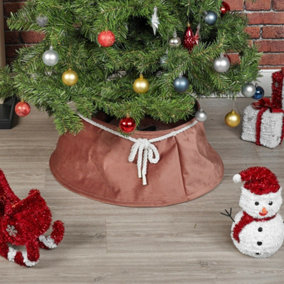 URBNLIVING 40cm Christmas Tree Plush Velvet Tree Skirt Base Pink Floor Cover Decor Home Mat Ornament