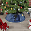 URBNLIVING 40cm Christmas Tree Plush Velvet Tree Skirt Blue Base Floor Cover Decor Home Mat Ornament
