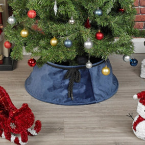 URBNLIVING 40cm Christmas Tree Plush Velvet Tree Skirt Blue Base Floor Cover Decor Home Mat Ornament