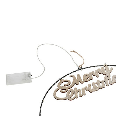 URBNLIVING 40cm Diameter Hanging Circle 20 Warm White LED Lights Hoop Merry Christmas Decoration