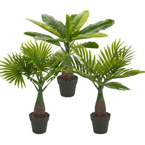 URBNLIVING 40cm Height  3pcs Artificial Palm Tree Plant Pot Home Office Exotic Tropical Decoration Realistic
