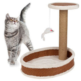 URBNLIVING 40cm Height Cat Tree Scratcher Climbing Post Toy Kitten Climbing Tower With Toy Mouse