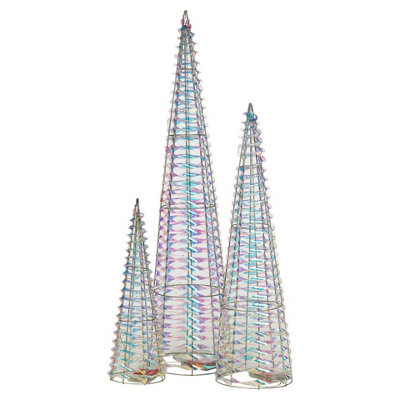 URBNLIVING 40cm Height Iridescent Christmas Tree Cone Pyramid LED Fairy ...