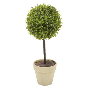 URBNLIVING 40cm Height Stone Colour Potted Buxus Box Ball Plant Decorative Artificial Indoor Outdoor Garden Pot