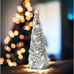 URBNLIVING 40cm LED Light Up Christmas Tree Cone Pyramids Glitter Fairy Green Snow With Glitter Colour