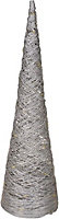 URBNLIVING 40cm LED Light Up Christmas Tree Silver Single Cone Pyramids Glitter Fairy Lights Ornament