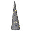URBNLIVING 40cm LED Light Up Christmas Tree Silver with Glitter Single Cone Pyramids Glitter Fairy Lights Ornament