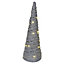 URBNLIVING 40cm LED Light Up Christmas Tree Silver with Glitter Single Cone Pyramids Glitter Fairy Lights Ornament