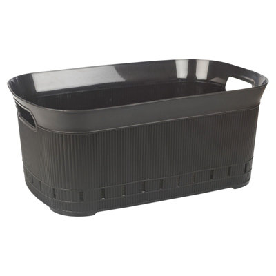 URBNLIVING 40L Black Large Laundry Washing Basket Dirty Clothes Storage Bin with Handles