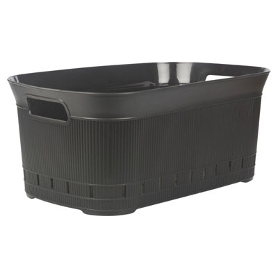 URBNLIVING 40L Black Large Laundry Washing Basket Dirty Clothes Storage Bin with Handles