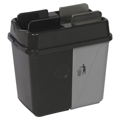 URBNLIVING 40L Duo Kitchen Bin Waste Garbage Can 2 Compartments With Bas Connectors (Black/Grey)