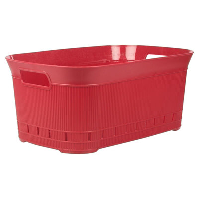 URBNLIVING 40L Red Large Laundry Washing Basket Dirty Clothes Storage Bin with Handles