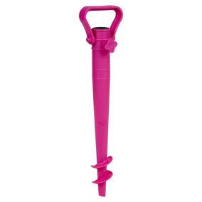 URBNLIVING 41cm Height Screw In Spike Parasol Umbrella Holder Anchor Spikes Stand Beach Garden Pegs, 2 Pink