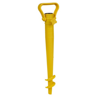 URBNLIVING 41cm Height Screw In Spike Parasol Umbrella Holder Anchor Spikes Stand Beach Garden Pegs, 2 Yellow