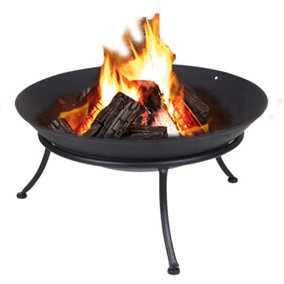 URBNLIVING 45cm Diameter Cast Iron Fire Bowl Traditional Log Fire Pit Outdoor Heating Camp Site Barbecue