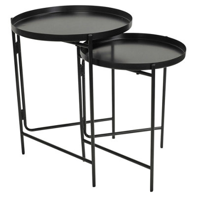 URBNLIVING 45cm Height 2Pcs Round Stackable Nesting Coffee Sofa Modern ...