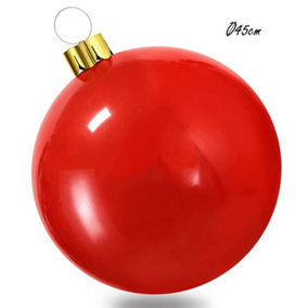 URBNLIVING 45cm Red Inflatable Christmas Bauble Ball Decoration Xmas Tree Outdoor Hanging Ornaments