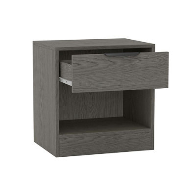 URBNLIVING 45cm Width 1-Drawer Bedside Cedar Grey Table Cabinet Nightstand Storage Shelf Bedroom Furniture Unit