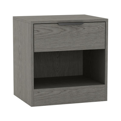 URBNLIVING 45cm Width 1-Drawer Bedside Cedar Grey Table Cabinet Nightstand Storage Shelf Bedroom Furniture Unit