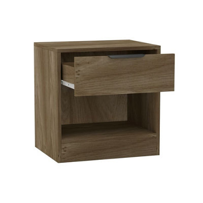URBNLIVING 45cm Width 1-Drawer Bedside Oak Table Cabinet Nightstand Storage Shelf Bedroom Furniture Unit