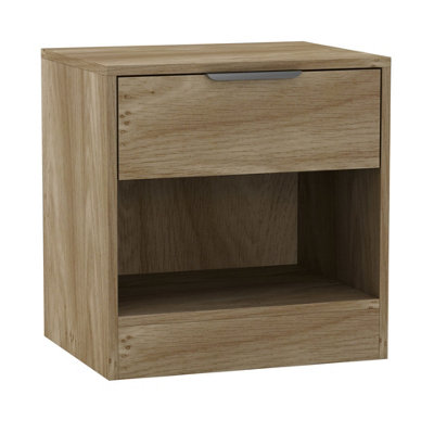 URBNLIVING 45cm Width 1-Drawer Bedside Oak Table Cabinet Nightstand Storage Shelf Bedroom Furniture Unit