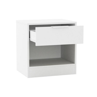 URBNLIVING 45cm Width 1-Drawer Bedside White Table Cabinet Nightstand Storage Shelf Bedroom Furniture Unit