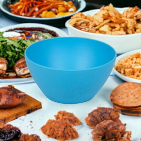URBNLIVING 47cm Height 6x High Quality Small Deep Round Reusable Solid Blue Colour Plastic Dinner Bowls