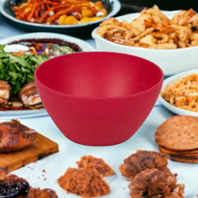 URBNLIVING 47cm Height 6x High Quality Small Deep Round Reusable Solid Fuchsia Colour Plastic Dinner Bowls