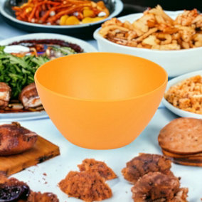 URBNLIVING 47cm Height 6x High Quality Small Deep Round Reusable Solid Orange Colour Plastic Dinner Bowls