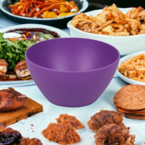 URBNLIVING 47cm Height 6x High Quality Small Deep Round Reusable Solid Purple Colour Plastic Dinner Bowls
