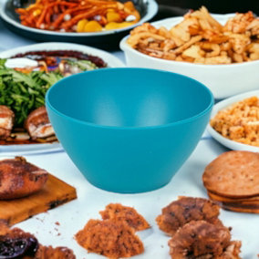 URBNLIVING 47cm Height 6x High Quality Small Deep Round Reusable Solid Teal Colour Plastic Dinner Bowls
