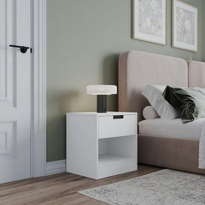 URBNLIVING 47cm Height Drawer Bedside White Table Nightstand Shelf Cabinet Storage Unit Bedroom Furniture