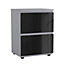 URBNLIVING 49cm Height Glossy 2 Drawers Bedside Cabinet Chest of Drawers with Smooth Metal Runner Grey & Black