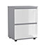 URBNLIVING 49cm Height Glossy 2 Drawers Bedside Cabinet Chest of Drawers with Smooth Metal Runner Grey & White