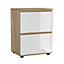 URBNLIVING 49cm Height Glossy 2 Drawers Bedside Cabinet Chest of Drawers with Smooth Metal Runner Oak & White