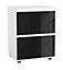 URBNLIVING 49cm Height Glossy 2 Drawers Bedside Cabinet Chest of Drawers with Smooth Metal Runner White & Black