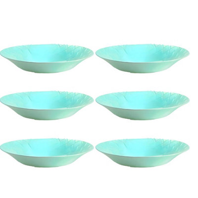 URBNLIVING 4cm Height Blue Glass Luminarc Dinnerware Soup Bowls Set of 6