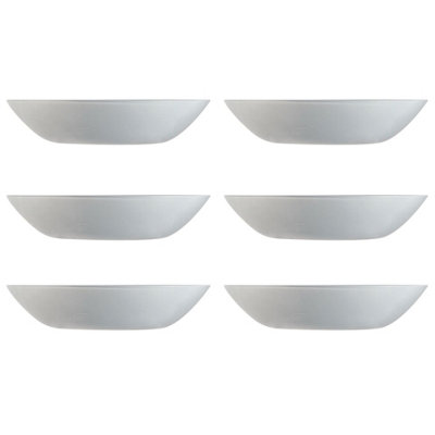 URBNLIVING 4cm Height Grey Glass Translucent Soup Bowl Set of 6