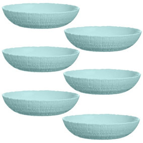 URBNLIVING 4cm Height Turquoise Glass Decorative Small Salad Serving Bowls Set of 6