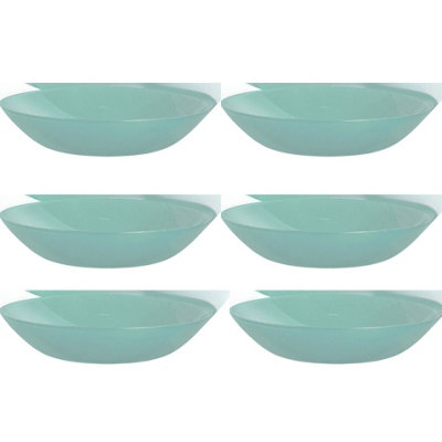 URBNLIVING 4cm Height Turquoise Glass Translucent Soup Bowl Set of 6